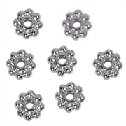 Mellemperle - snefnug. ION platineret stål. 6 mm. 20 stk.